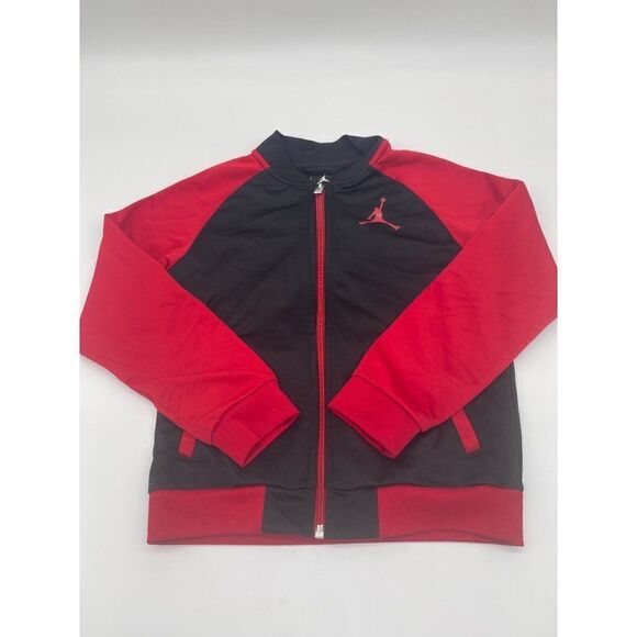Air Jordan Kids Jacket Long Sleeves Zip Up & Pockets Sz L Black Red - Picture 3 of 6